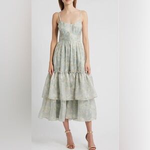 Lulu's | Dylan Tie Back Tiered Midi Dress | Size Small